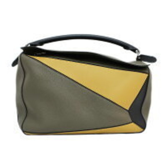 Loewe Puzzle Bag Shoulder Bag Khaki Green Black Yellow Leather - Picture 1 of 9